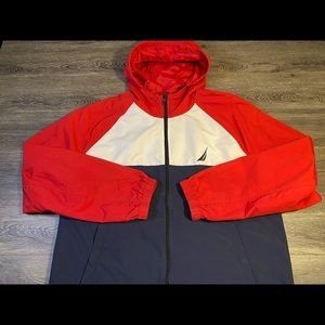 Nautica Jacket Size Large Zip Red White And Blue Hoodie